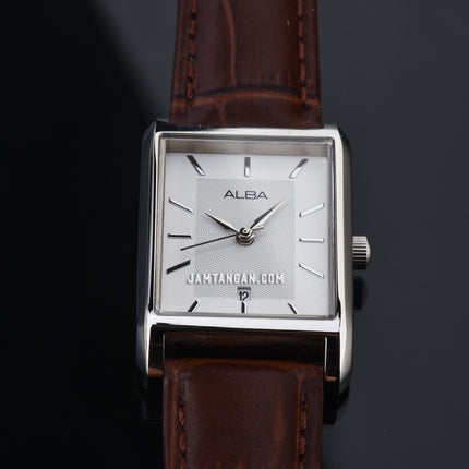 Alba Fashion AH7DH9X1 Ladies Silver Dial Brown Leather Strap