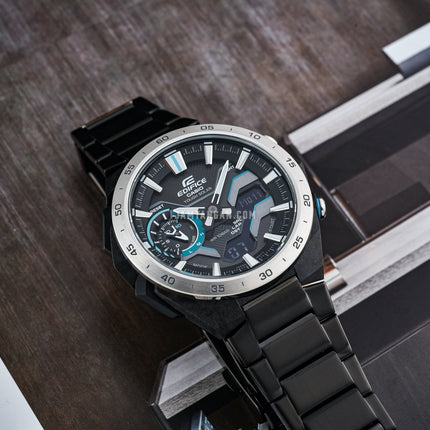 Casio Edifice ECB-2200DD-1ADF Men Windflow Digital Analog Black Dial Black Stainless Steel Band
