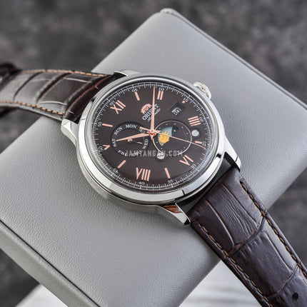 Orient Classic RA-AK0804Y Bambino Automatic Sun & Moon Dark Brown Dial Dark Brown Leather Strap