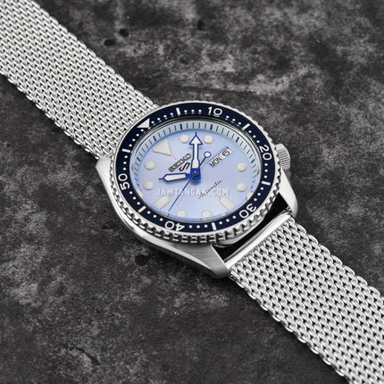 Seiko 5 Sports SRPE77K1 SKX Suits Style Light Blue Dial Stainless Steel Strap