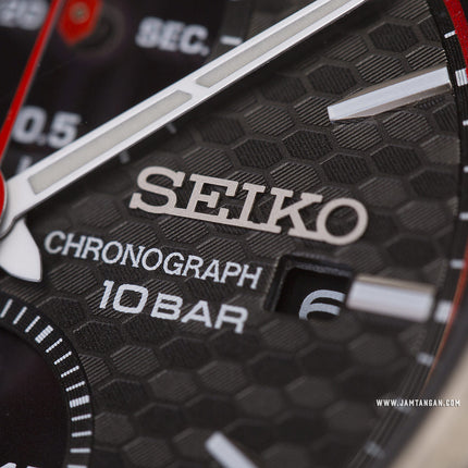 Seiko Chronograph SSC777P1 Solar Men Black Dial Black Rubber Strap