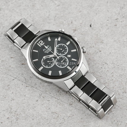 Alba AT3G09X1 Chronograph Men Black Dial Dual Tone Stainless Steel Strap