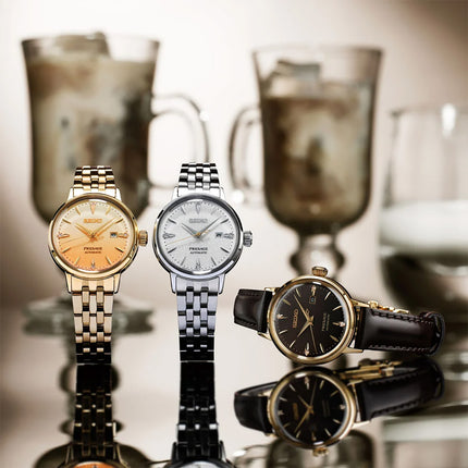 Seiko Presage SRE018J1 Cocktail Time Eggnog Diamond-Set Gold Stainless Steel Strap