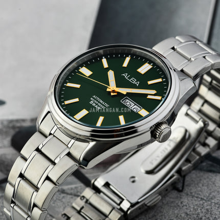 Alba Mechanical AL4147X1 Men Green Dial Stainless Steel Strap
