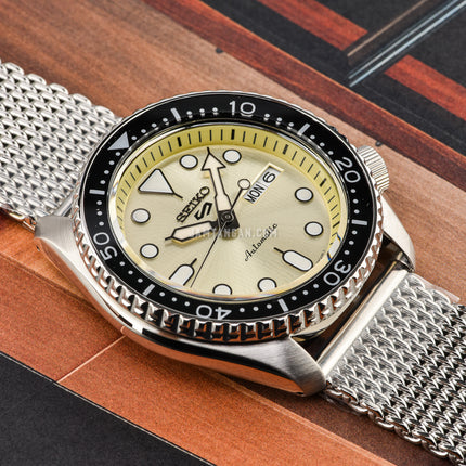 Seiko 5 Sports SRPE75K1-V2 Suits Style Champagne Dial Stainless Steel Strap + Extra Strap