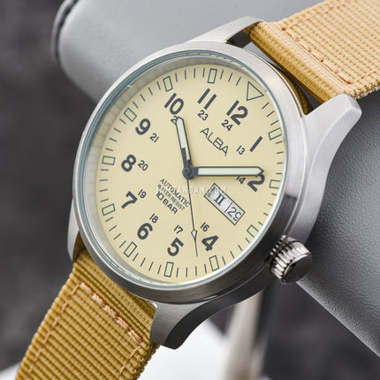 Alba Mechanical Field Military AL4221X1 Men Beige Dial Beige Nylon Strap