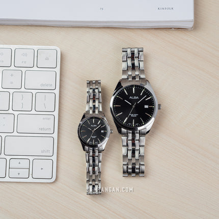 Alba AH7BM9X1_AS9Q93X1 Couple Black Dial Stainless Steel Strap