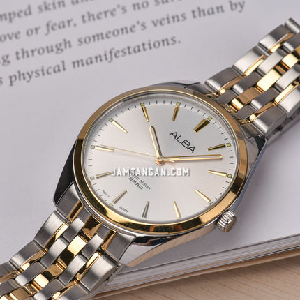 Alba ARX132X1_ARX112X1 Couple Silver Dial Dual Tone Stainless Steel Strap