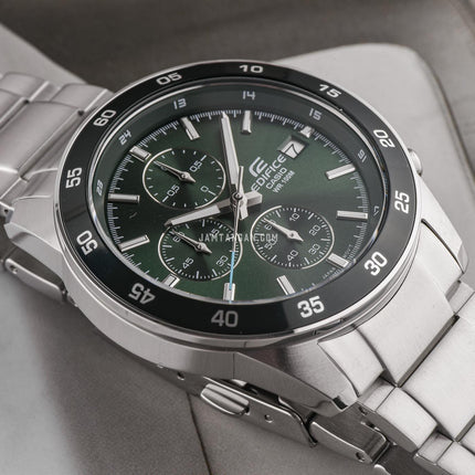 Casio Edifice EFR-526D-3AVUDF Chronograph Men Green Dial Stainless Steel Band