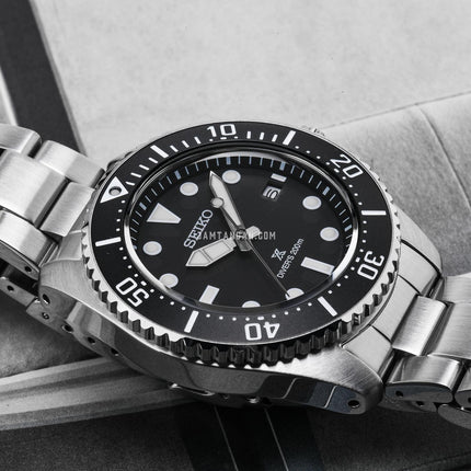Seiko Prospex SNE597P1 Solar Diver Black Dial Stainless Steel Strap