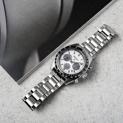 Seiko Prospex SSC813P1 Speedtimer SeiTona Panda Solar Chronograph White Dial Stainless Steel Strap