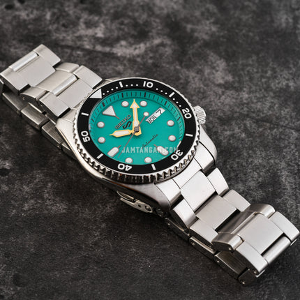 Seiko 5 Sports SRPK33K1 5KX Midi SKX Sports Style Baby Blue Dial Stainless Steel Strap