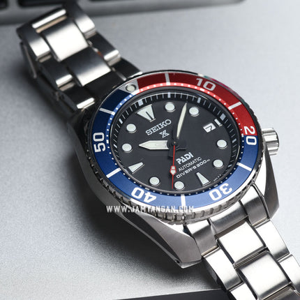 Seiko Prospex SPB181J1 PADI Sumo Pepsi Automatic Black Dial Stainless Steel Strap