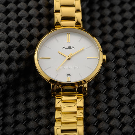 Alba Fashion AG8J60X1 Ladies Silver Dial Gold Stainless Steel Strap