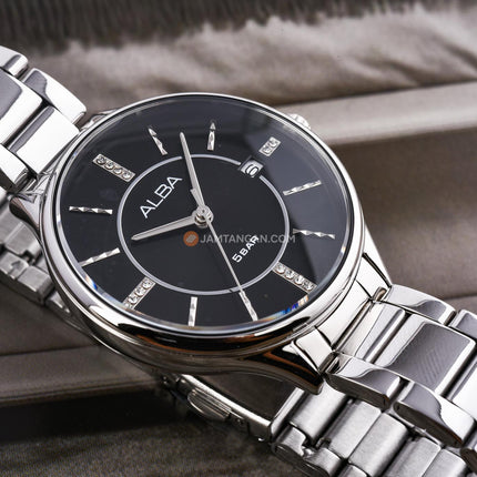 Alba Fashion AG8Q55X1 Ladies Black Dial Stainless Steel Strap