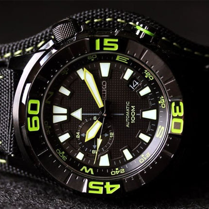 Seiko Automatic SSA059K1 Black Pattern Dial Black Nylon Strap