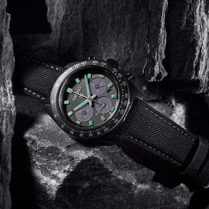 Seiko Prospex SSC923P1 SeiTona Speedtimer Black Series Night Vision Black Dial Black Nylon Strap