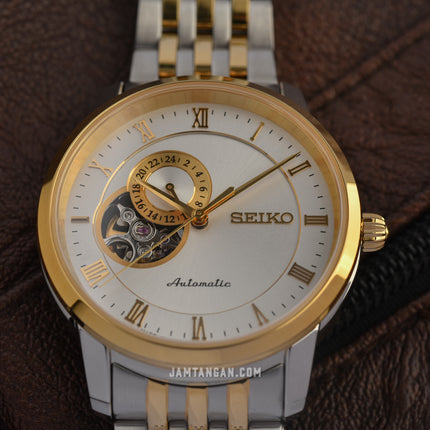 Seiko Presage SSA272J1 Open Heart White Dial Dual Tone Stainless Steel Strap