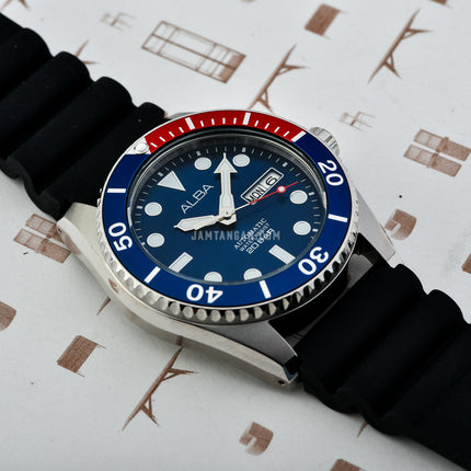Alba AL4425X1 Automatic Men Blue Dial Black Silicone Strap