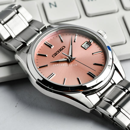 Seiko Classic SUR523P1 Discover More Pink Salmon Dial Stainless Steel Strap