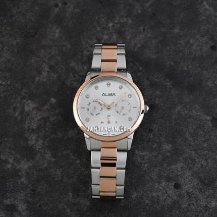 Alba AP6724X1 Ladies Multifunction Silver Dial Dual Tone Stainless Steel Strap