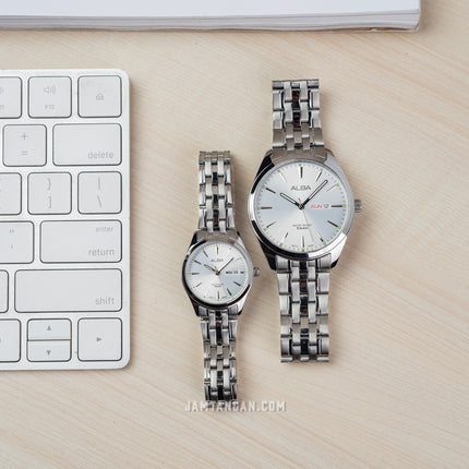 Alba AN8073X1_AJ6177X1 Couple Silver Dial Stainless Steel Strap