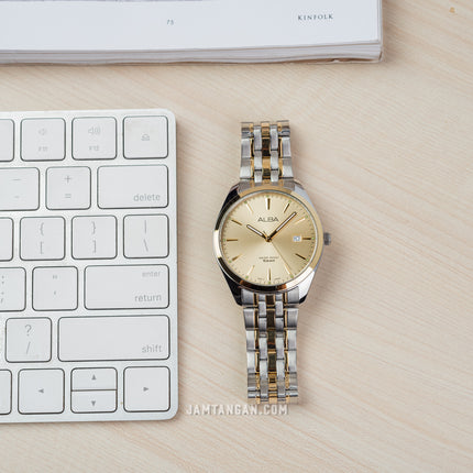 Alba AS9Q98X1 Champagne Dial Dual Tone Stainless Steel Strap
