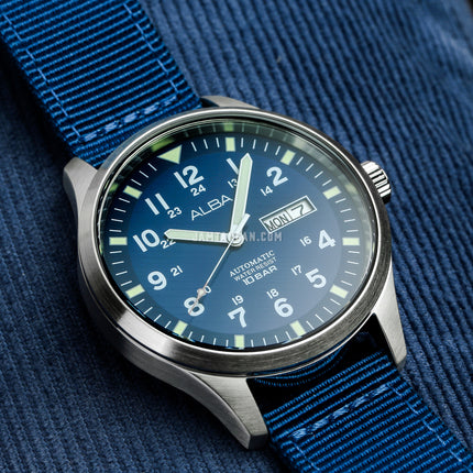 Alba Mechanical Field Military AL4219X1 Men Blue Dial Blue Nylon Strap