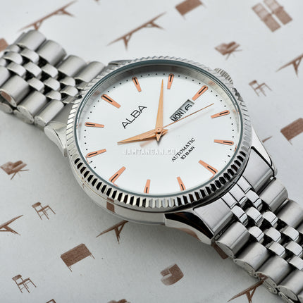 Alba Mechanical AL4241X1 Automatic Men Silver Dial Stainless Steel Strap