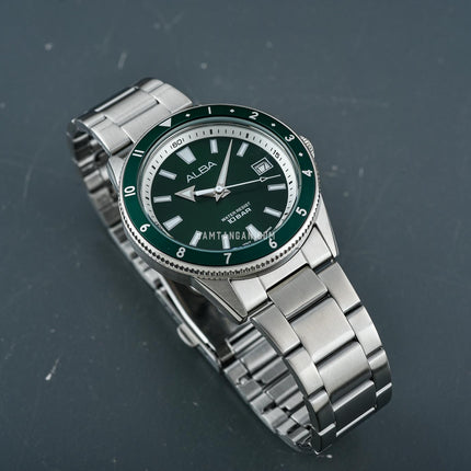 Alba AS9U79X1 Men Sport Green Dial Stainless Steel Strap