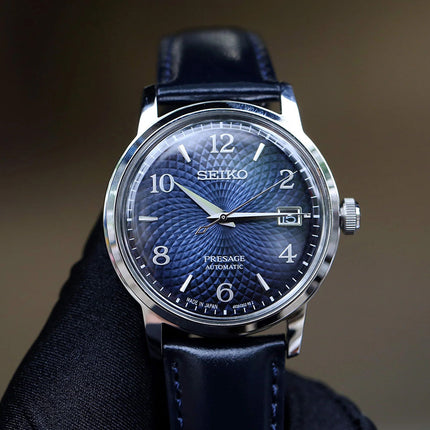 Seiko Presage SRPE43J1 Cocktail Old Clock Blue Dial Dark Blue Leather Strap