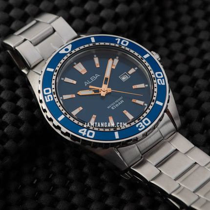 Alba Active AG8L25X1 Men Blue Patterned Dial Stainless Steel Strap