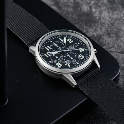 Alba AM3853X1 Chronograph Men Black Dial Black Nylon Strap