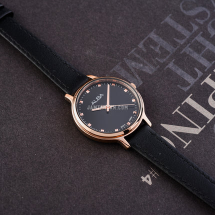 Alba Fashion ARX152X1 Ladies Black Dial Black Leather Strap