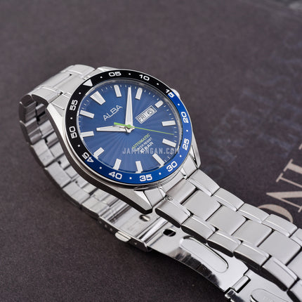 Alba Mechanical A3B003X1 Automatic Men Batman Blue Patterned Dial Stainless Steel Strap