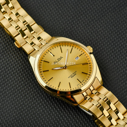 Alba Prestige AS9S08X1 Men Gilt Dial Gold Stainless Steel Strap