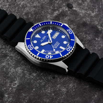 Alba Mechanical AL4363X1 Men Blue Dial Black Silicone Strap