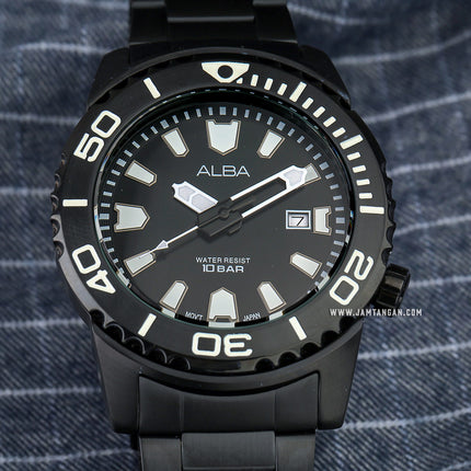 Alba Active AG8M01X1 Men Black Dial Black Stainless Steel Strap