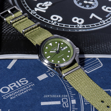 Seiko 5 Sports SRPE65K1 Automatic Green Olive Dial Green Olive Nylon Strap