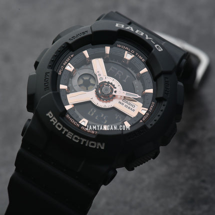Casio Baby-G BA-110XRG-1ADR Digital Analog Rose Gold Dial Black Resin Band