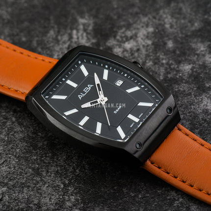 Alba Active AG8N19X1 Men Black Patterned Dial Light Brown Leather Strap