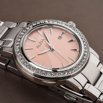 Alba AH7DL5X1 Ladies Pink Dial Stainless Steel Strap