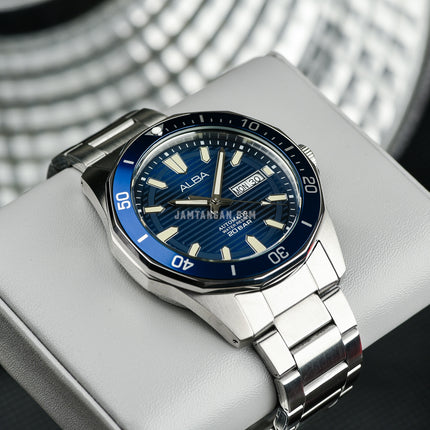 Alba Mechanical AL4453X1 Automatic Men Blue Patterned Dial Stainless Steel Strap