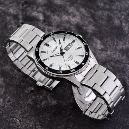 Alba Mechanical AL4599X1 Automatic Men Silver White Dial Stainless Steel Strap