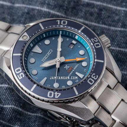 Seiko Prospex SFK001J1 Sumo Aqua Solar GMT Divers Sea Blue Dial Stainless Steel Strap