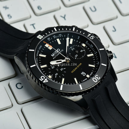 MIDO Ocean Star M026.627.37.051.00 Captain Chronograph Black Dial Black Rubber Strap