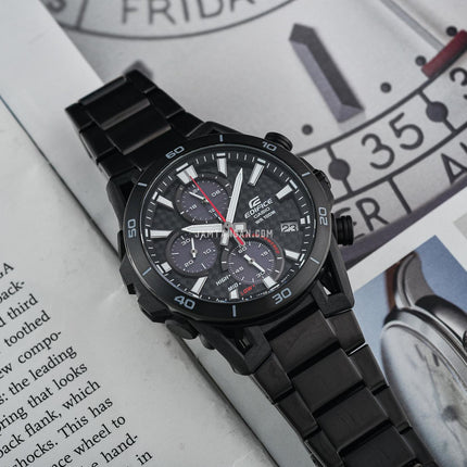 Casio Edifice EQS-960DC-1AVUDF Sospensione Black Carbon Fiber Dial Black Stainless Steel Band