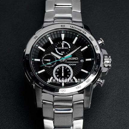 Seiko Chronograph SNDC71P1 Criteria Black Dial Stainless Steel Strap