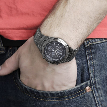 Seiko Chronograph SNAB91P1 Grey Dial Titanium Strap