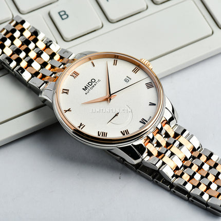 MIDO Baroncelli M027.428.22.013.00 Power Reserve White Dial Dual Tone Strainless Steel Strap